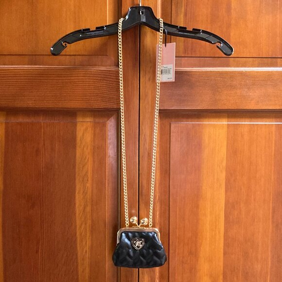 Juicy Couture Black Small Purse Swarovski Crystals Logo - Chain strap - NWT - Picture 2 of 10